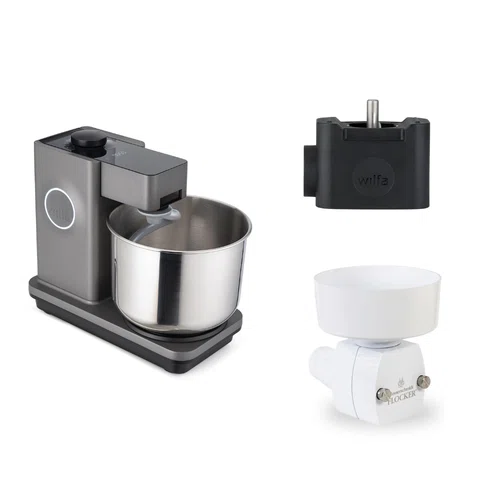 Wilfa Küchenmaschine Probaker Timer KM2GY-T70 grau+ Tool Adapter + Messerschmidt Flockervorsatz