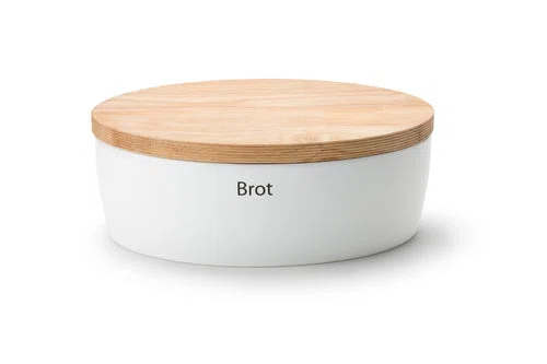 -Continenta- Brottopf oval Keramik mit Holzdeckel, 36x23x13,5cm