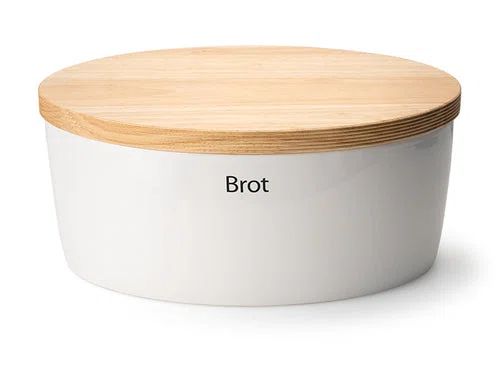 -Continenta- Brottopf oval Keramik mit Holzdeckel, 36 x 23 x 15,5 cm