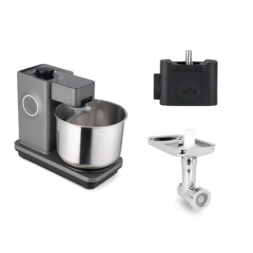 Wilfa Küchenmaschine Probaker Timer KM2GY-T70 grau+ Tool Adapter + Messerschmidt Edelstahlfleischwolf
